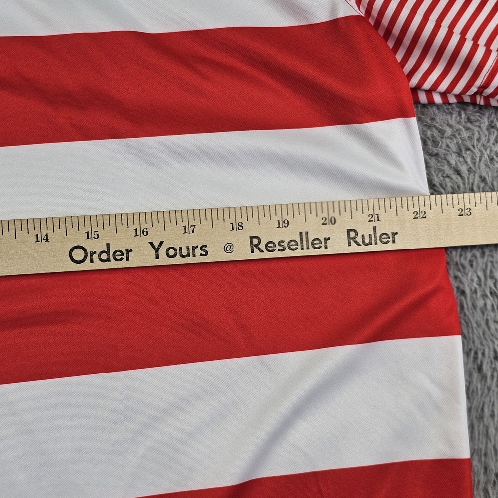Nike Golf Dri-FIT Polo Shirt Large Red White Stripe Breathe Bold Standard Fit - Picture 10 of 10
